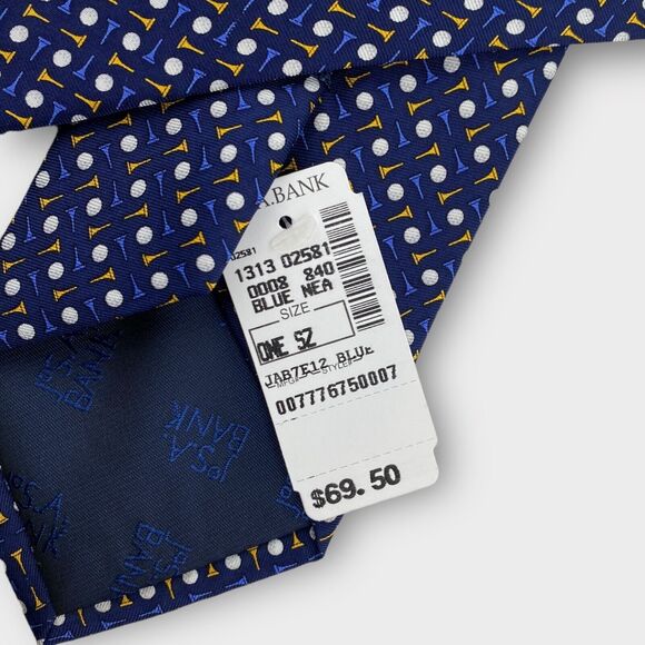 $69 Jos A Bank Executive Collection Necktie Golf Print Blue Silk Luxury 61 x 3½ - Picture 9 of 11